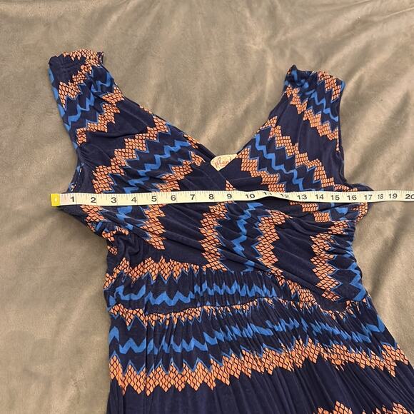 Plenty Tracy Reese Size L Print Knit Surplice Dress Woman Full Skirt Sleeveless - Picture 7 of 9